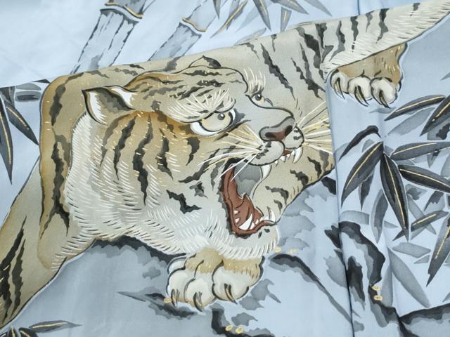 平和屋着物●男性 長襦袢 無双仕立て 手描き 虎 暈し染め 正絹 逸品 CABM4353yc