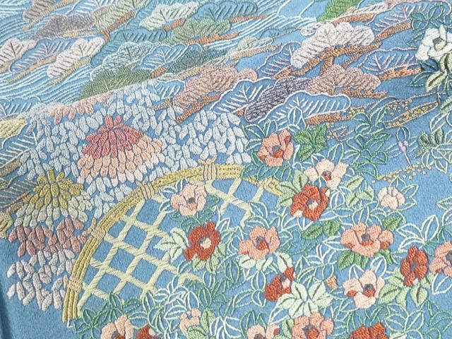 平和屋着物●豪華色留袖 総刺繍 浜松籬京風景文 暈し染め さが美扱い 正絹 逸品 CABM4357yc