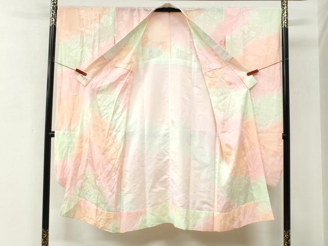 平和屋着物●振袖用長襦袢 無双仕立て 扇面花地紋 暈し染め やまと誂製 正絹 逸品 CABM4363yc
