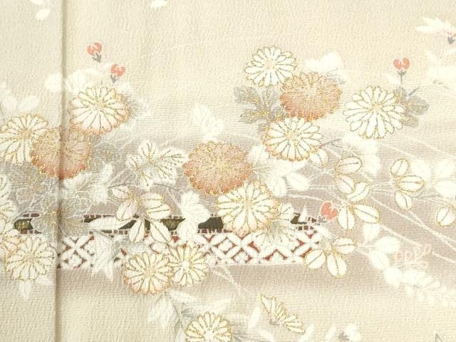 平和屋着物●訪問着 霞吉祥橘花枝花文 暈し染め 金彩 正絹 逸品 CABM4367yc