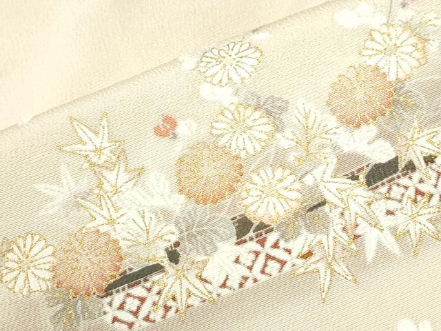 平和屋着物●訪問着 霞吉祥橘花枝花文 暈し染め 金彩 正絹 逸品 CABM4367yc