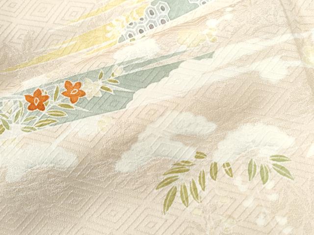 平和屋着物●訪問着 駒刺繍 霞花松文 金彩 正絹 逸品 CABM4383yc