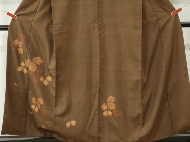 平和屋着物●訪問着 紬地 刺繍 蔦の葉花文 正絹 逸品 CABM4391yc