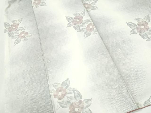 平和屋着物●本場大島紬 白大島 9マルキ 草花文 正絹 逸品 未使用 CABM4396yc