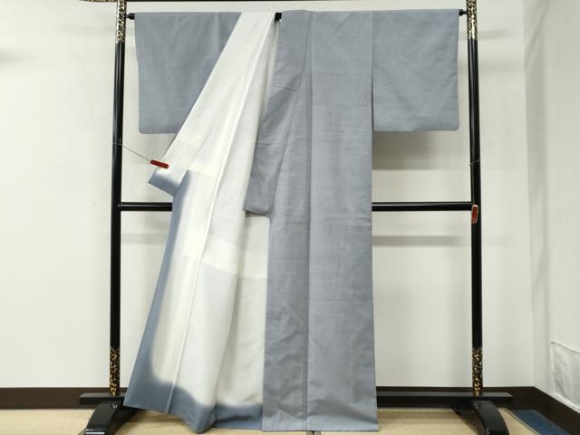 平和屋着物●結城紬 色無地 淡藤色 正絹 逸品 CABM4400yc