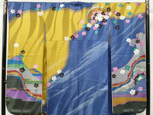 平和屋着物●中嶋博司 振袖 片輪車舞桜文 金彩 正絹 逸品 CABM4436yc