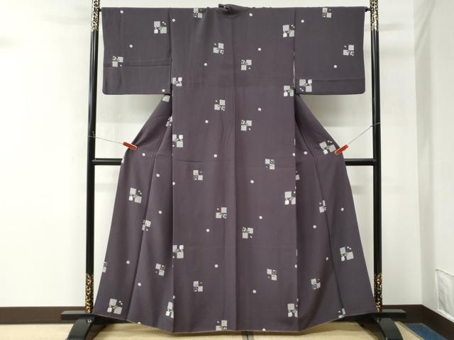 平和屋着物●上質な小紋 市松兎吉祥文 正絹 逸品 CABM4451yc
