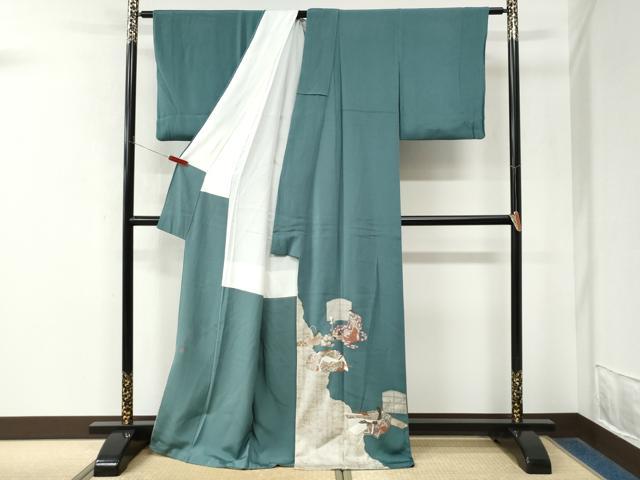平和屋着物●松尾光琳 色留袖 十二単 銀彩 鬼しぼ縮緬 ロング丈 正絹 逸品 CABM4466yc