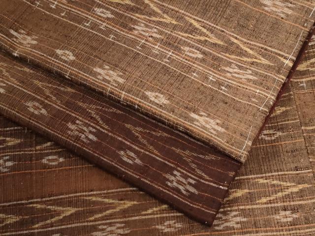 平和屋着物●上質な紬 横段吉祥文 正絹 逸品 未使用 CABM4471yc