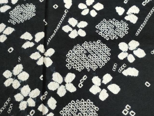 平和屋着物●訪問着 絞り 枝花文 黒地 正絹 逸品 CABM4478yc