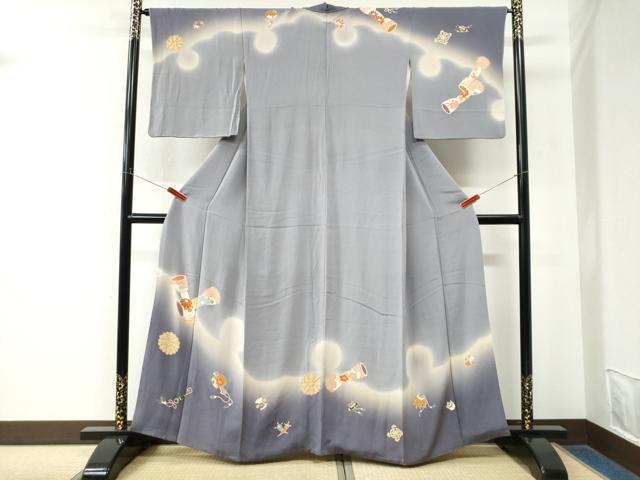 平和屋着物●訪問着 宝尽くし 暈し染め 金彩 鬼しぼ縮緬 正絹 逸品 CABM4487yc