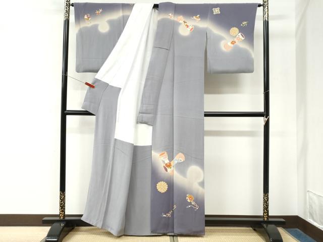 平和屋着物●訪問着 宝尽くし 暈し染め 金彩 鬼しぼ縮緬 正絹 逸品 CABM4487yc