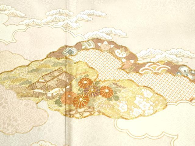 平和屋着物●色留訪問着 作家物 駒刺繍 雲重ね宝尽くし花唐草文 金彩 正絹 逸品 CABM4492yc