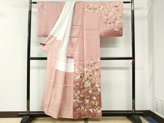 平和屋着物●訪問着 駒刺繍 文箱花蝶文 暈し染め 金彩 正絹 逸品 CABM4504yc