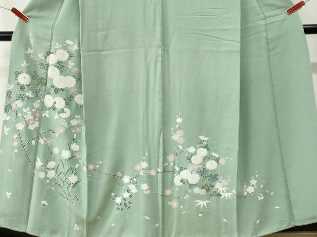 平和屋着物●訪問着 枝菊梅花文 正絹 逸品 CABM4512yc