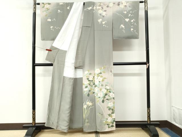 平和屋着物●訪問着 刺繍 枝花文 暈し染め 金彩 正絹 逸品 CABM4515yc