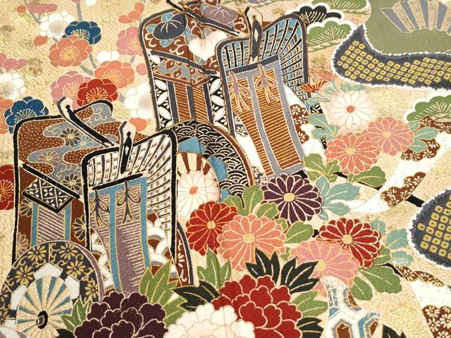 平和屋着物●豪華振袖 駒刺繍 御所車鴛鴦草花文 金彩 正絹 逸品 CABM4523yc