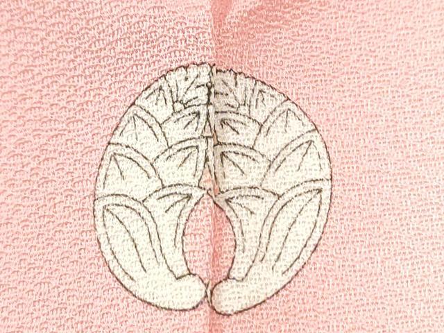 平和屋着物●上質な色無地 枝葉地紋 珊瑚色 ロング丈 正絹 逸品 CABM4540yc