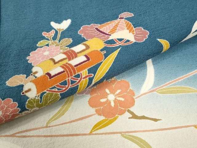 平和屋着物●訪問着 駒刺繍 宝尽くし流水枝花文 暈し染め 金彩 正絹 逸品 CABM4543yc