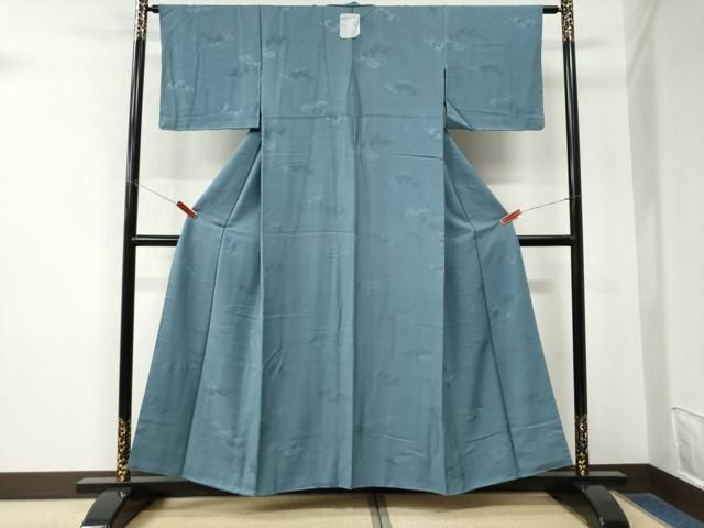 平和屋着物●上質な色無地 雲重ね吉祥地紋 花浅葱色 正絹 逸品 未使用 CABM4547yc