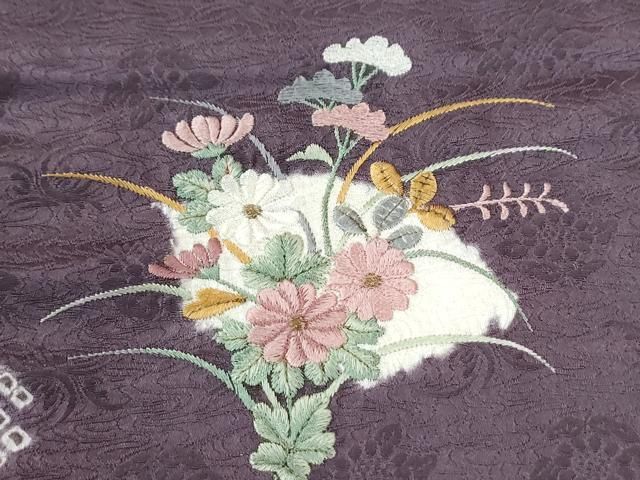 平和屋着物●訪問着 絞り 刺繍 地紙草花文 金彩 正絹 逸品 未使用 CABM4561yc