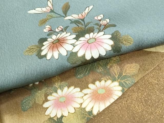平和屋着物●訪問着 作家物 枝菊文 暈し染め 金彩 正絹 逸品 CABM4564yc