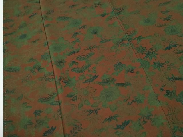 平和屋着物●宮内庁御用達 赤城右堂 小紋 型染め 流水草花文 鬼しぼ縮緬 正絹 逸品 CABM4567yc