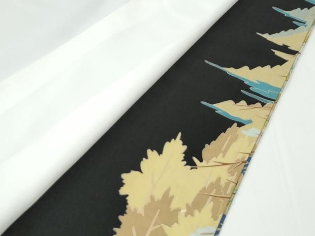 平和屋着物●豪華黒留袖 友禅 作家物 遠山草花文 正絹 逸品 CABM4575yc
