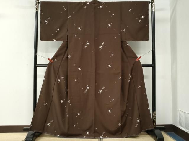 平和屋着物●小紋 茶道具 舞花弁 洗える着物 CABM4582yc