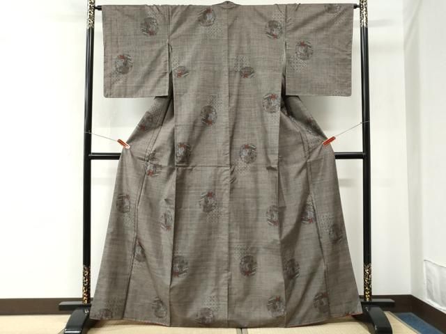 平和屋着物●本場大島紬 9マルキ 吉祥花丸文 正絹 逸品 CABM4596yc