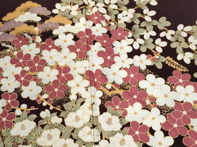 平和屋着物●訪問着 花松文 金彩 正絹 逸品 CABM4601yc