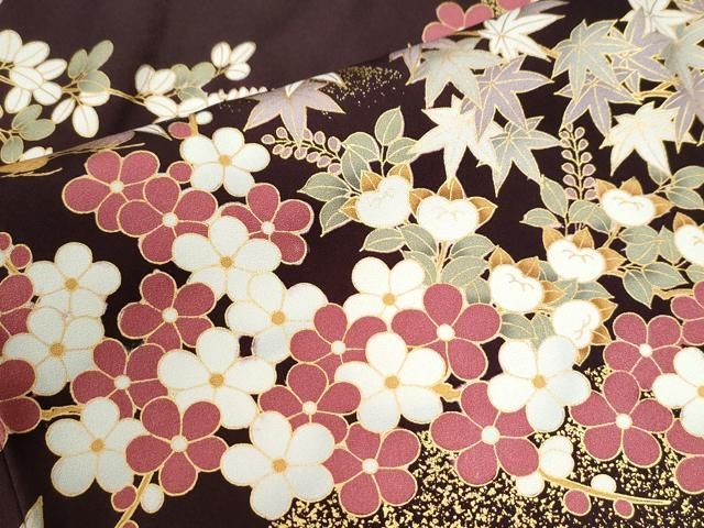 平和屋着物●訪問着 花松文 金彩 正絹 逸品 CABM4601yc