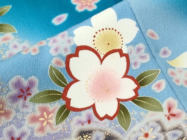 平和屋着物●豪華振袖 駒刺繍 毬舞花文 暈し染め 金彩 正絹 逸品 CABM4602yc