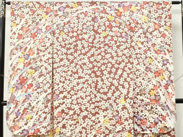 平和屋着物●紫綬褒章 巨匠『岩田専太郎』 振袖 駒刺繍 枝花文 金彩 正絹 逸品 CABM4604yc