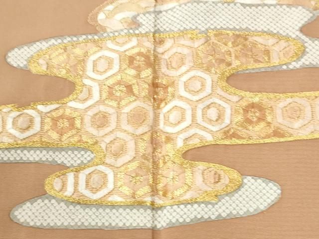 平和屋着物●中国三大刺繍 相良刺繍 訪問着 駒刺繍 霞吉祥文 正絹 逸品 CABM4606yc