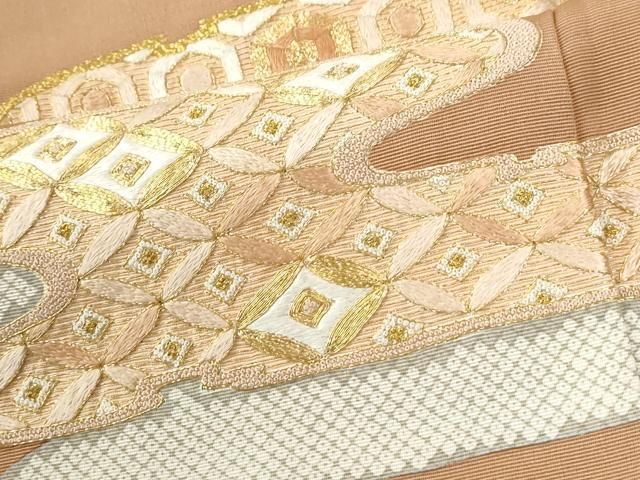 平和屋着物●中国三大刺繍 相良刺繍 訪問着 駒刺繍 霞吉祥文 正絹 逸品 CABM4606yc