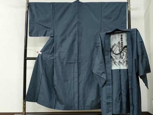 平和屋着物●男性 本場大島紬 アンサンブル 正絹 格子 逸品 CABM4616yc