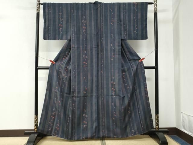 平和屋着物●上質な小紋 紬地 枝花間道 高島屋扱い 正絹 逸品 CABM4625yc