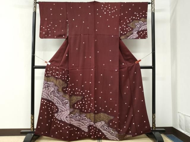 平和屋着物●訪問着 絞り 立波草花文 金彩 正絹 逸品 CABM4626yc