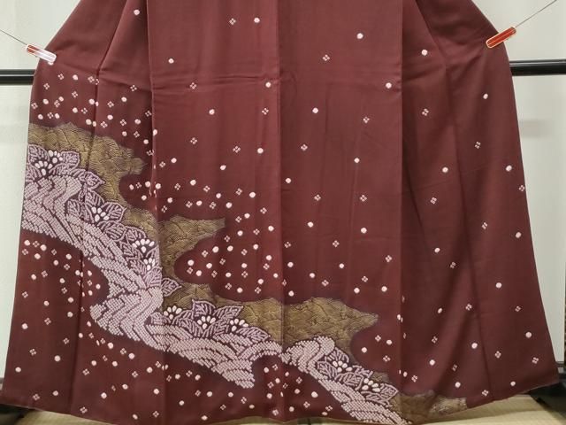 平和屋着物●訪問着 絞り 立波草花文 金彩 正絹 逸品 CABM4626yc