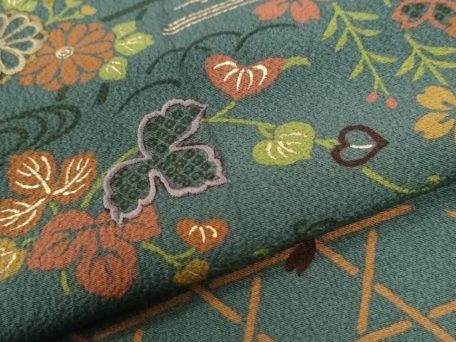 平和屋着物●訪問着 刺繍 網目花蝶文 正絹 逸品 CABM4627yc