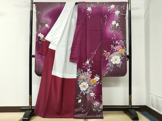 平和屋着物●豪華振袖 文箱万寿菊牡丹花文 暈し染め 金彩 正絹 逸品 CABM4629yc