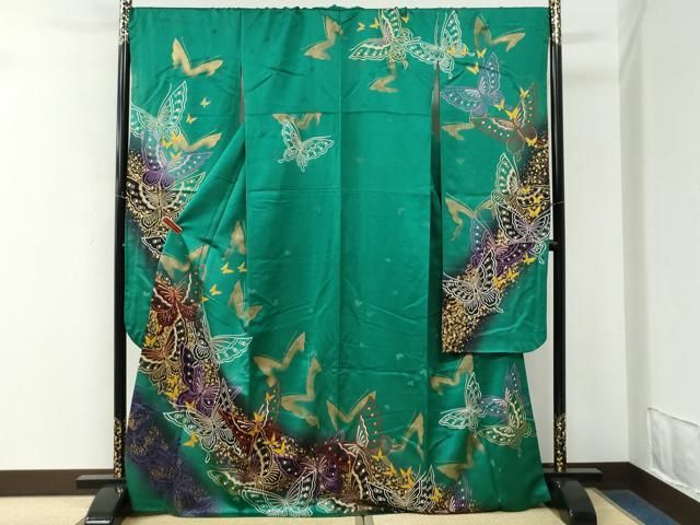 平和屋着物●豪華振袖 舞蝶文 暈し染め 金彩 正絹 逸品 CABM4632yc