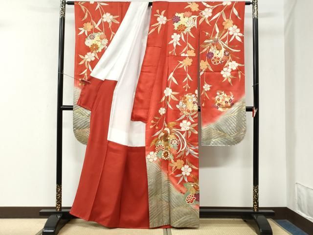 平和屋着物●豪華振袖 鳳凰草花文 暈し染め 金彩 正絹 逸品 CABM4633yc