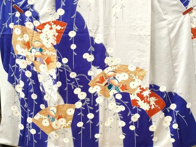 平和屋着物●豪華振袖 駒刺繍 地紙鴛鴦枝菊文 金彩 正絹 逸品 CABM4635yc