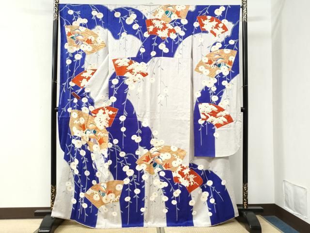 平和屋着物●豪華振袖 駒刺繍 地紙鴛鴦枝菊文 金彩 正絹 逸品 CABM4635yc