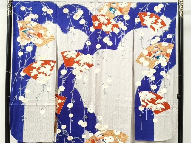 平和屋着物●豪華振袖 駒刺繍 地紙鴛鴦枝菊文 金彩 正絹 逸品 CABM4635yc