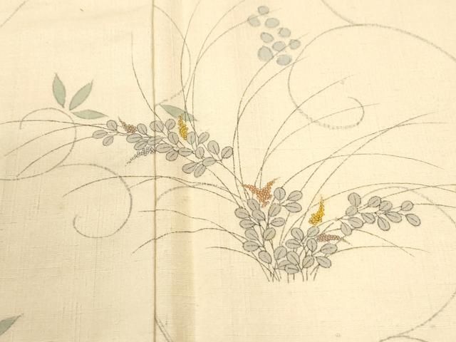 平和屋着物●訪問着 紬地 手描き 葡萄花唐草文 正絹 逸品 CABM4641yc