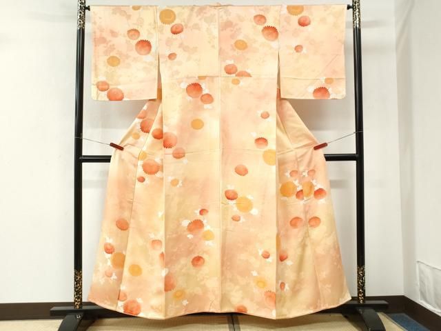 平和屋着物●上質な小紋 地紋起こし 枝菊文 暈し染め 正絹 逸品 CABM4649yc