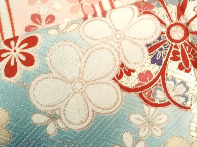 平和屋着物●豪華振袖 駒刺繍 舞花文 暈し染め 金彩 正絹 逸品 CABM4664yc